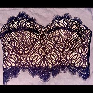 Super cute Bandeau! Black lace & nude lining.